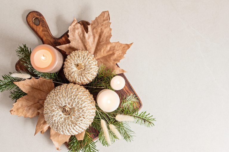 DIY Fall Centerpieces for Table: The Cutting Board Trick